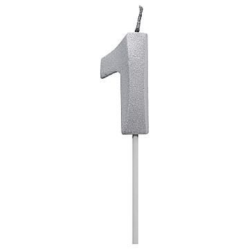 Vela Diamante N 1 Metalica Plateada Tuky - 1