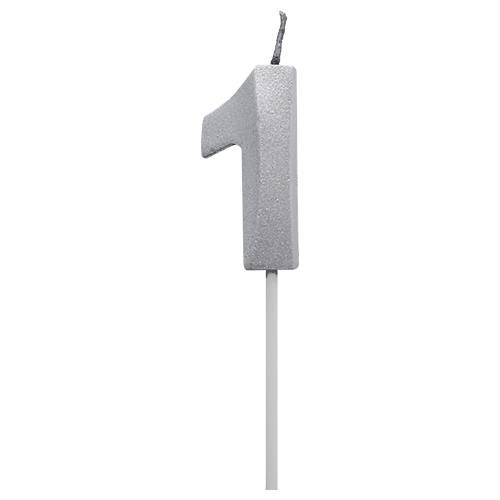 Vela Diamante N 1 Metalica Plateada Tuky