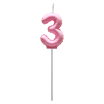Vela Globo Gibre Pasteles Nº 3 Rosa - 1