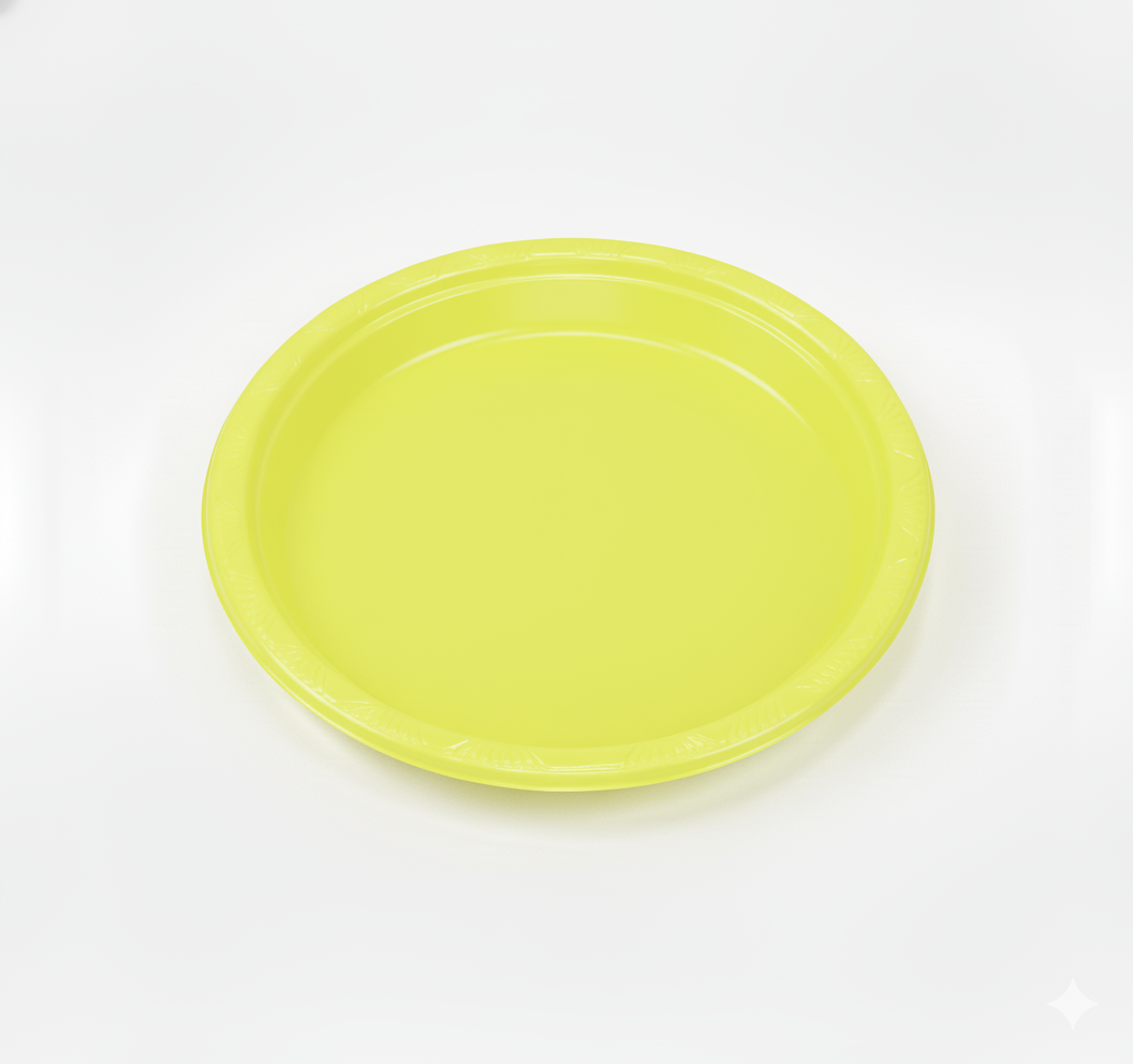 Plato 18 cm x 6 unid Amarillo Neon (Bulto x 18 Pack)