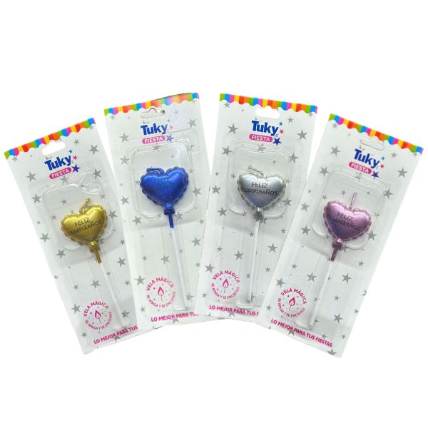 Vela Globo Corazon Feliz Cumple (Bulto x 24 Blister)