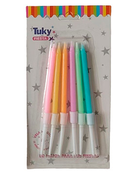 Vela Larga Finita Pastel (Bulto x 24 Blister) - 1
