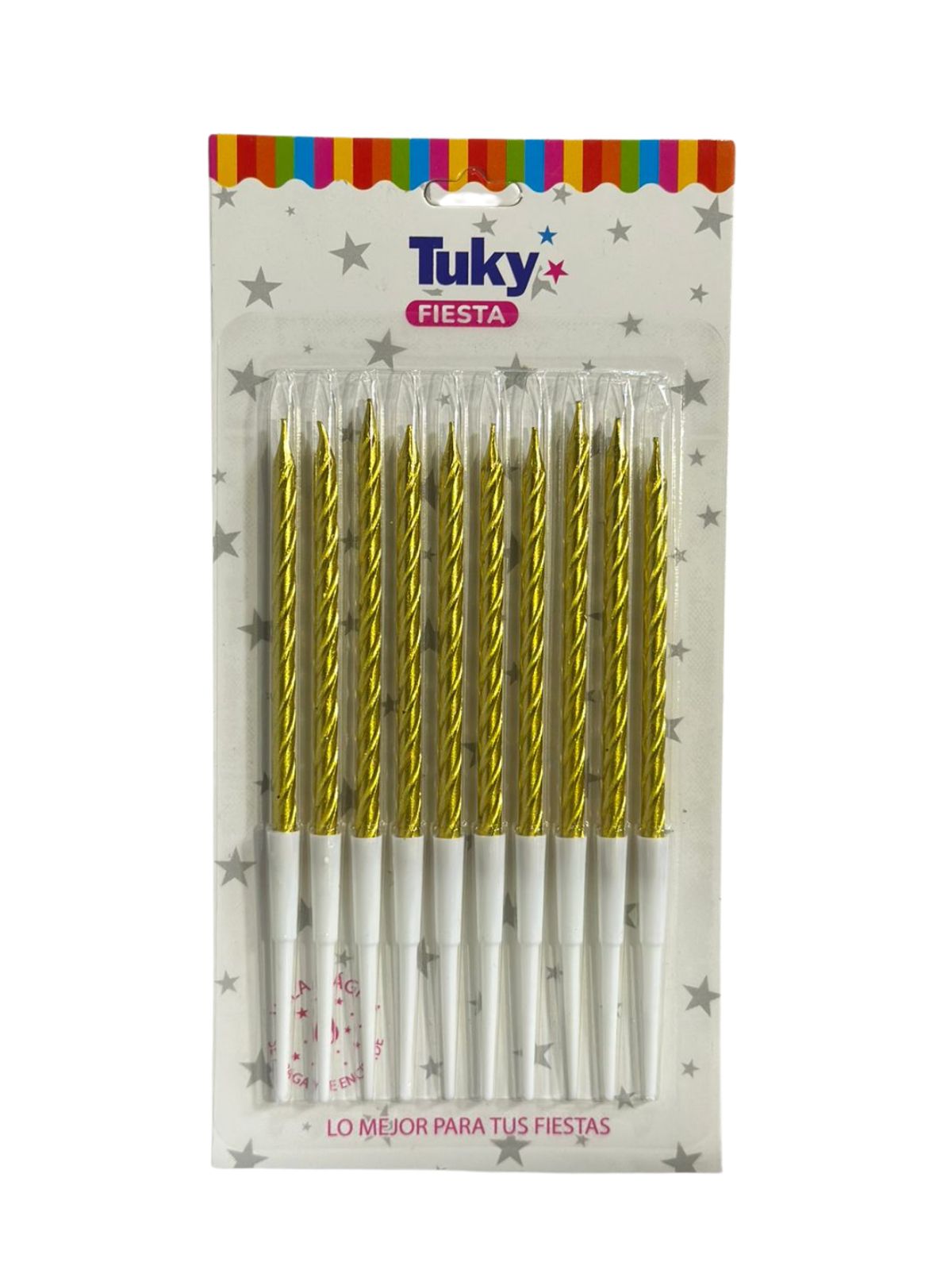 Vela Metalizada Torneada Dorado (Bulto x 24 Blister)