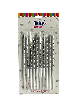 Vela Metalizada Torneada Plata (Bulto x 24 Blister) - 1