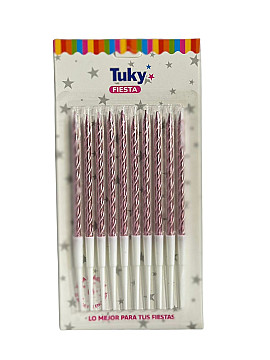 Vela Metalizada Torneada Rosa Gold (Bulto x 24 Blister) - 1