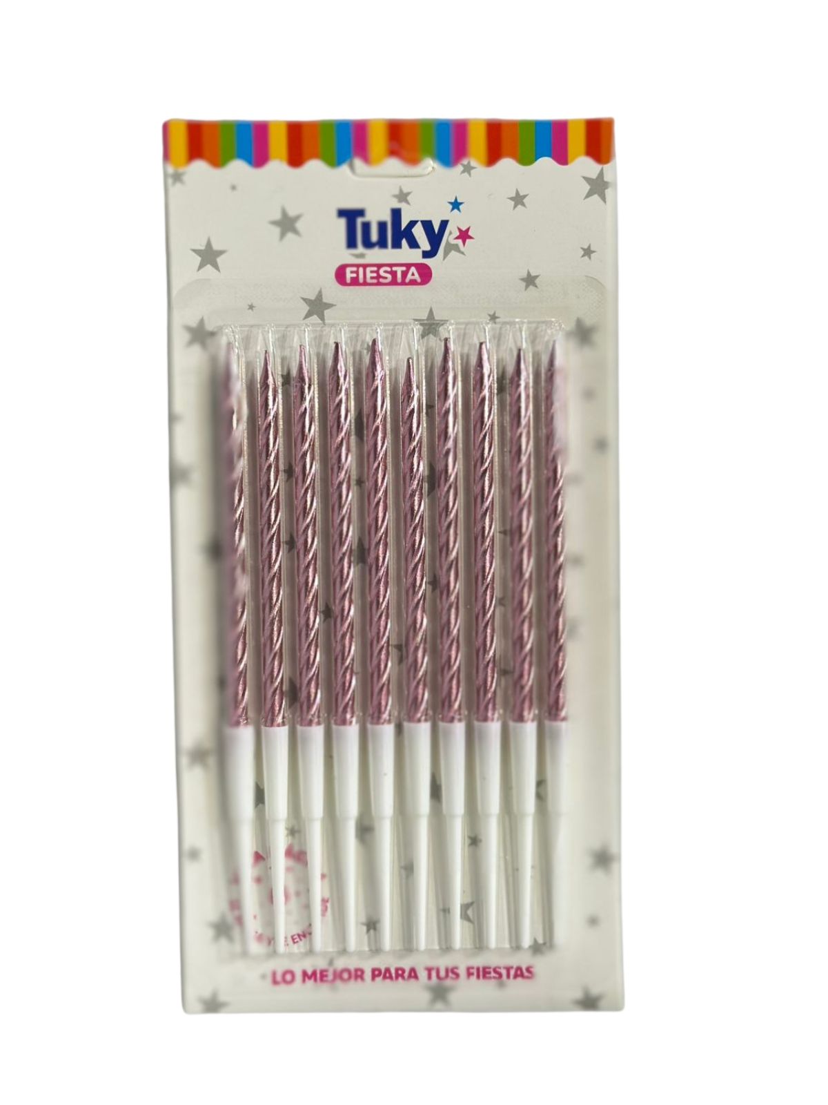 Vela Metalizada Torneada Rosa Gold (Bulto x 24 Blister)