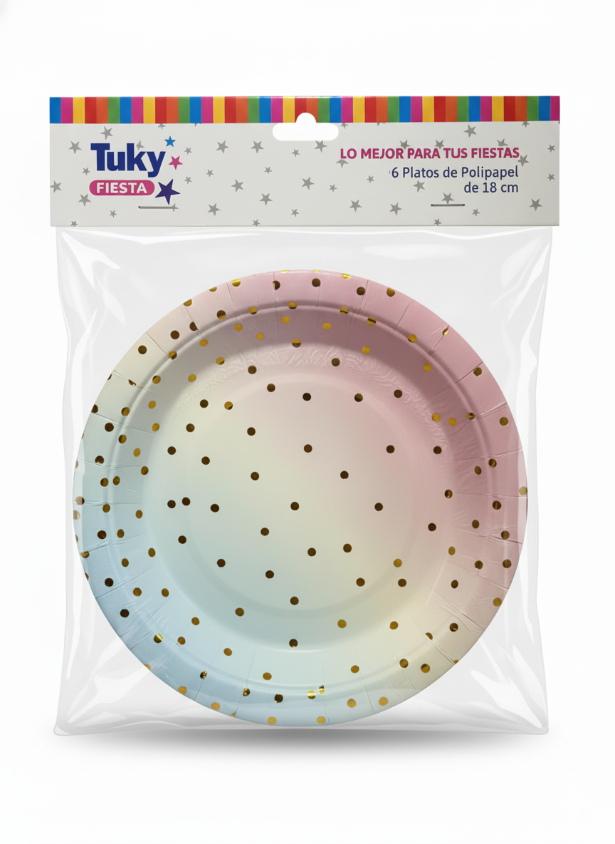 Platos 18 cm Polipapel Pastel (Bulto x 24 Pack)