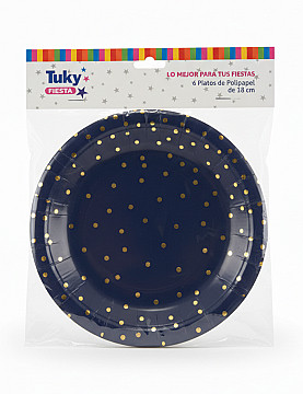 Platos 18 cm Polipapel Azul (Bulto x 24 Pack) - 1