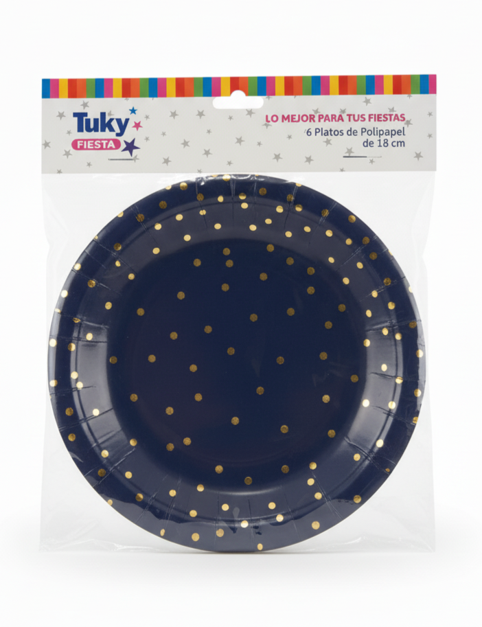 Platos 18 cm Polipapel Azul (Bulto x 24 Pack)