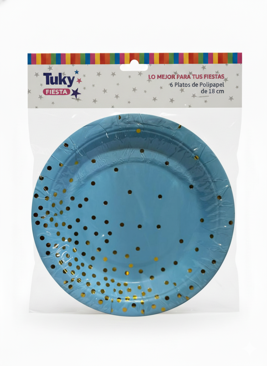 Platos 18 cm Polipapel Celeste