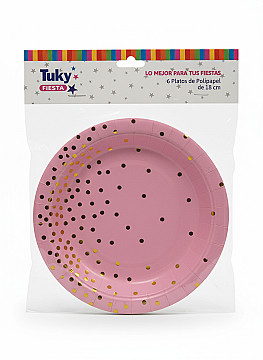 Platos 18 cm Polipapel Rosa (Bulto x 24 Pack) - 1