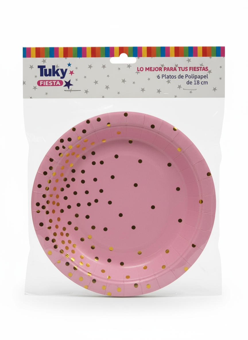Platos 18 cm Polipapel Rosa (Bulto x 24 Pack)