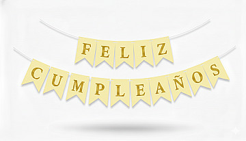 Banderin Feliz Cumpleaños Amarillo con Oro - 1