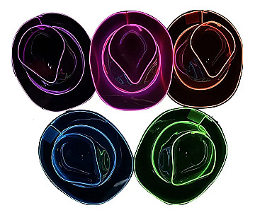 Sombrero Cowboy Vaquero Plastico con Luz Led - 3