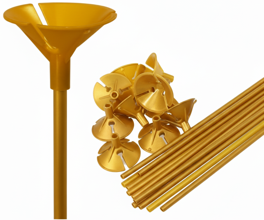 Palitos Porta Globos Oro (Bulto x 10 Pack)