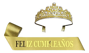 Banda Glitter Feliz Cumple con Corona - 3