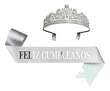Banda Glitter Feliz Cumple con Corona - 4