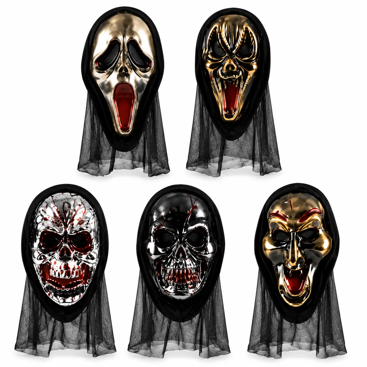 Mascaras Plasticas de Terror con Tul Surtidas