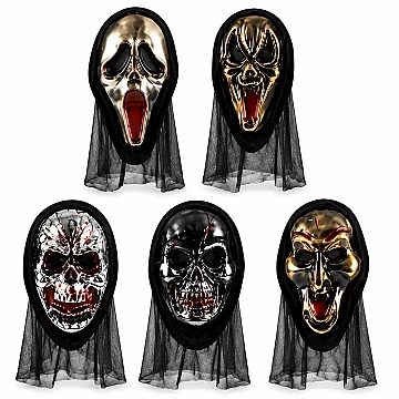 Mascaras Plasticas de Terror con Tul Surtidas - 1