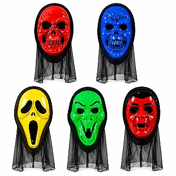Mascaras Plasticas de Terror con Tul Surtidas - 2