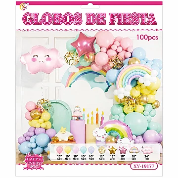 Set de Globos Deco Feliz Cumple Arco Iris - 1