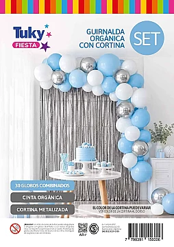 Set Guirnalda Organica Celeste y Cortina - 1