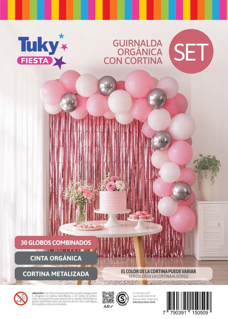 Set Guirnalda Organica Rosa y Cortina