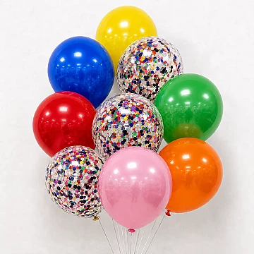 Set de 9 Globos Multicolor mas Cristal con Confetti - 2