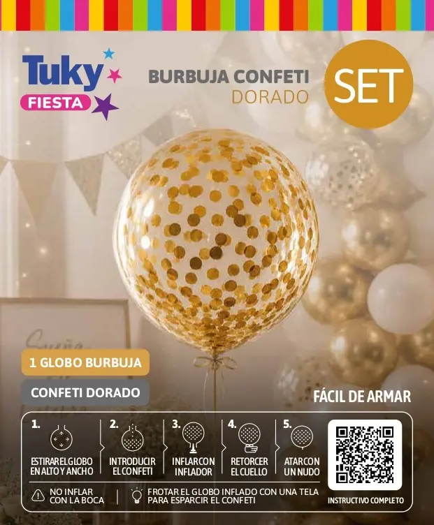 Set Burbuja Confetti Oro