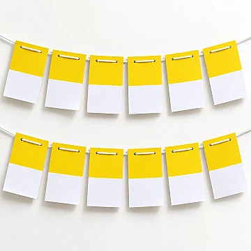 Banderin Rectangular de Cartulina Blanco y Amarillo 2 Mts. - 1