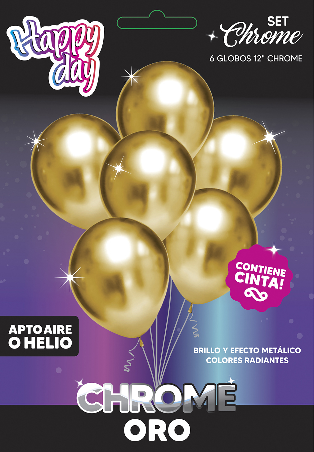 Set De Globos Chrome Oro