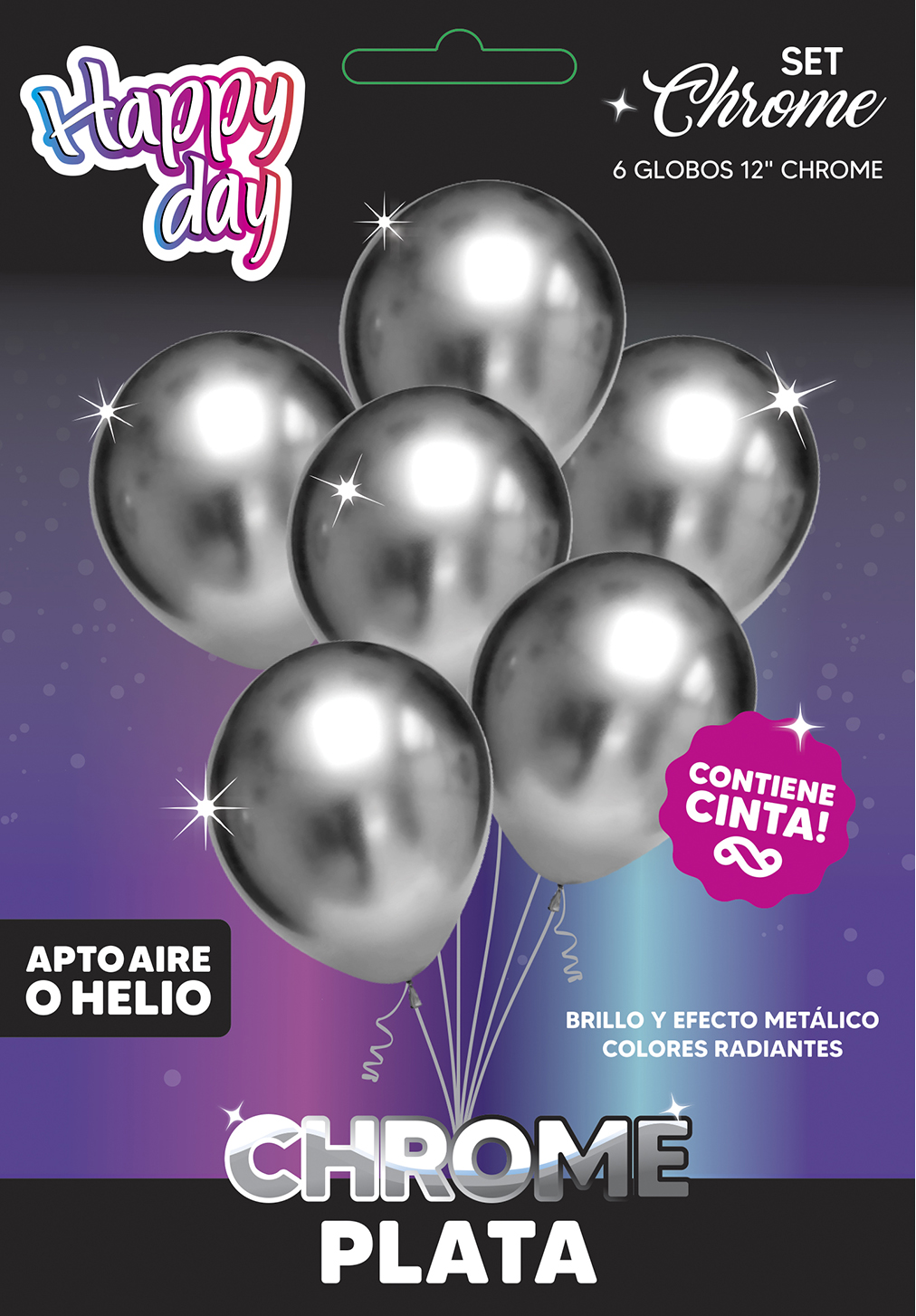 Set De Globos Chrome Plata