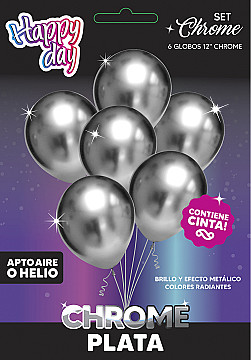 Set De Globos Chrome Plata - 1