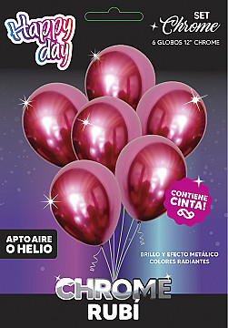 Set De Globos Chrome Rubí - 1