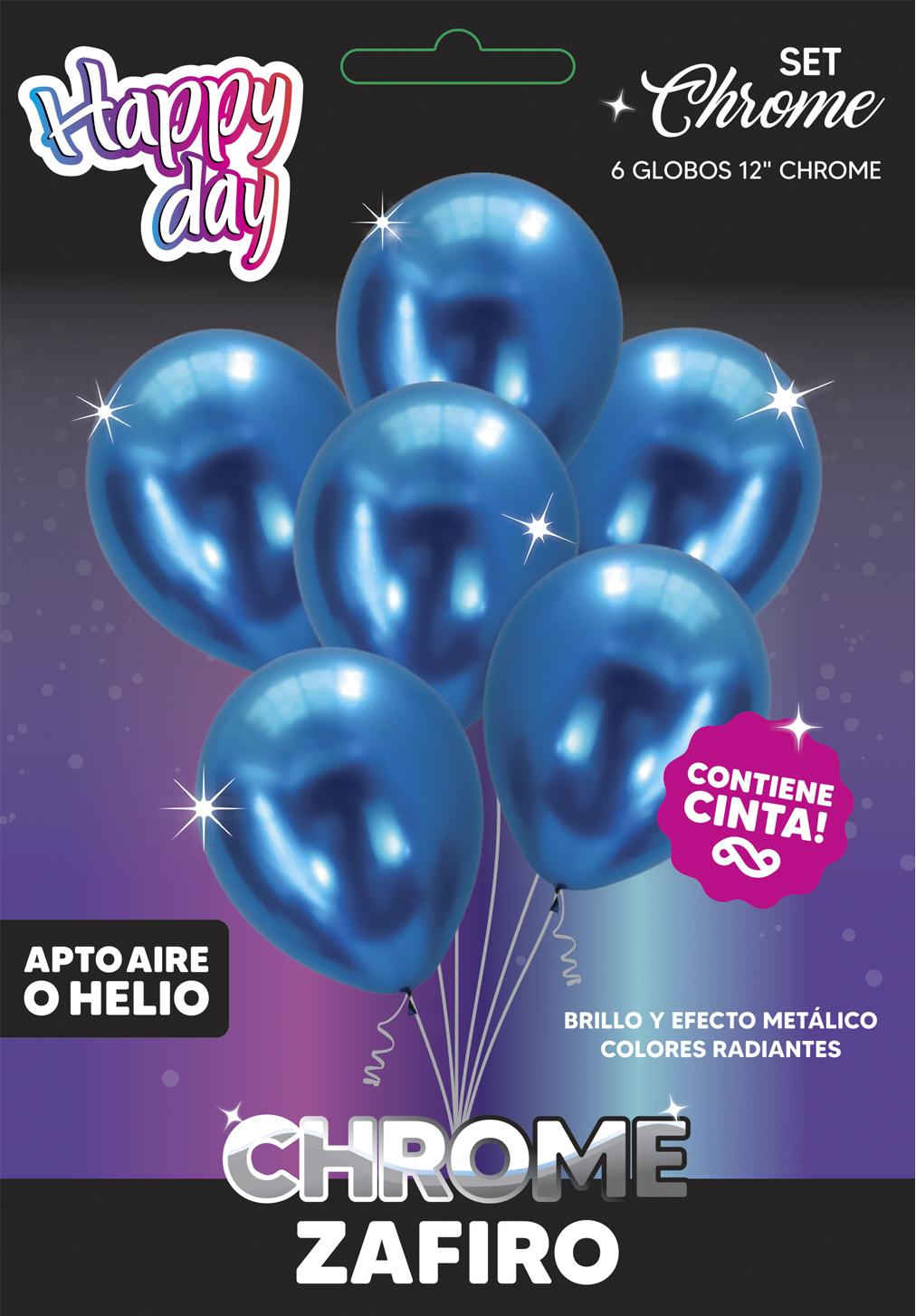 Set De Globos Chrome Zafiro