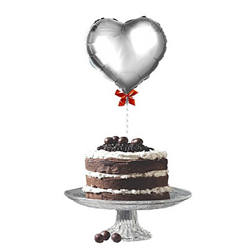 Topper para Torta "F. Cumple" Corazon Plata - 1