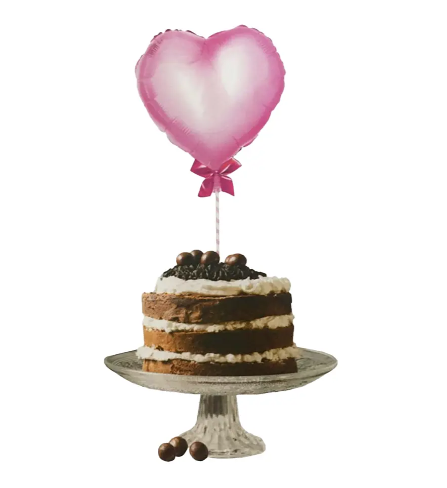 Topper para Torta "F. Cumple" Corazon Rosa