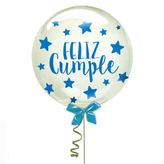 Lettering Balloon Feliz Cumple Con Estrellas