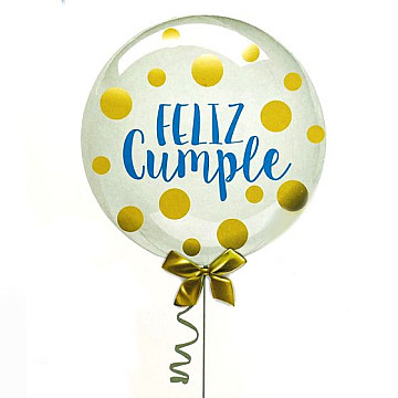 Lettering Balloon Feliz Cumple Con Lunares - 1