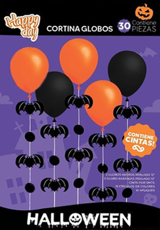 Cortina De Globos Halloween Murcielagos